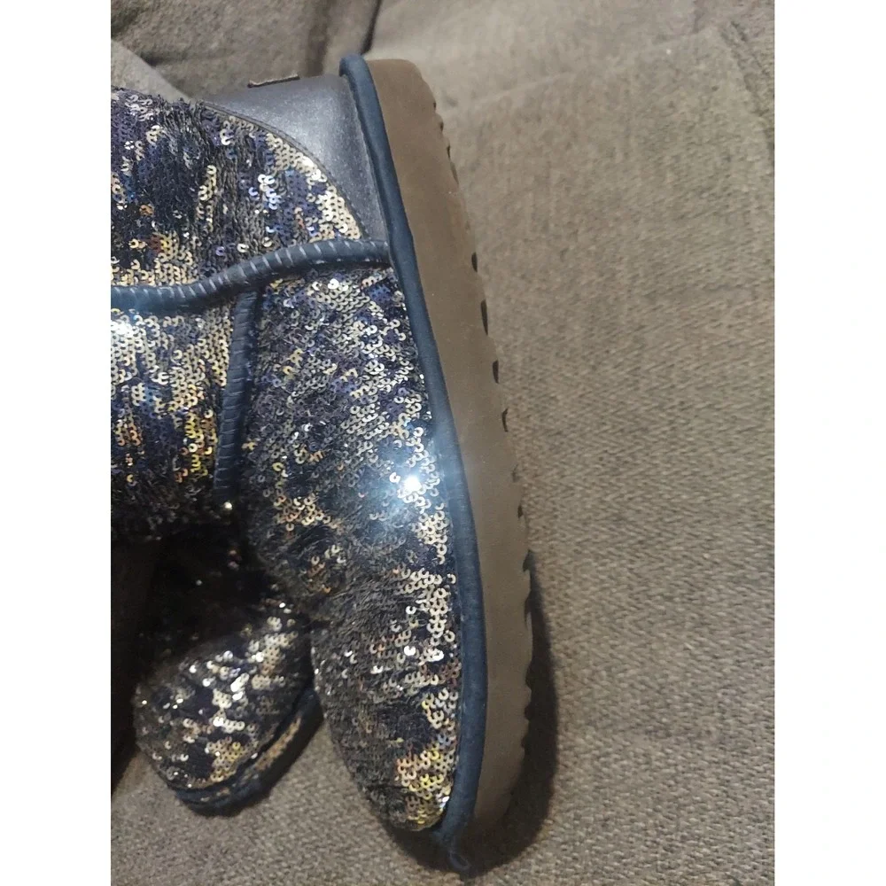 Ugg Blue Sequin Wintet Boots Size 9 Y2K ***read Description*** Sheepskin Fur
